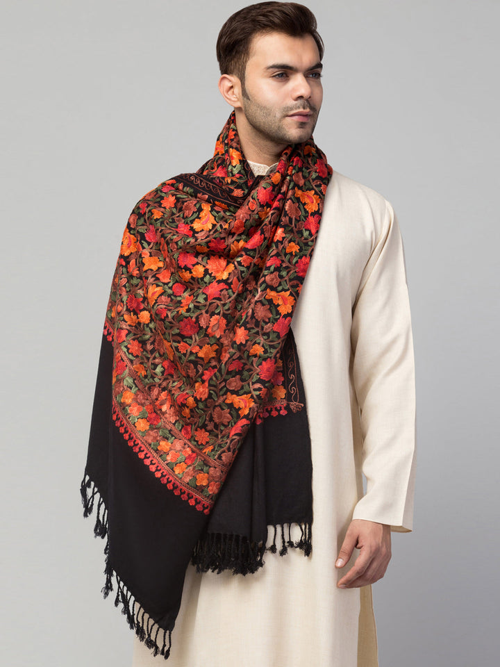 Aari Embroidery Black Stole for men