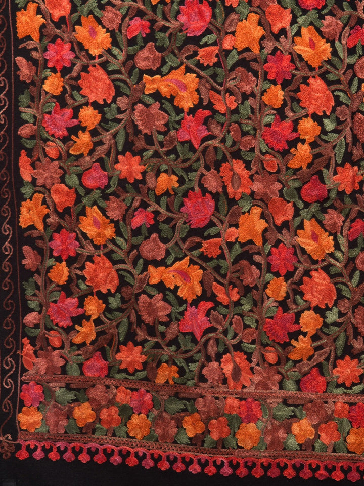 Aari Embroidery Black Stole for men