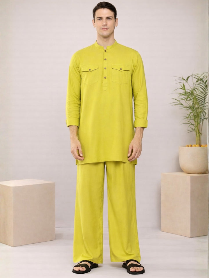 Men's Rayon Solid Pathani co-ord Set
