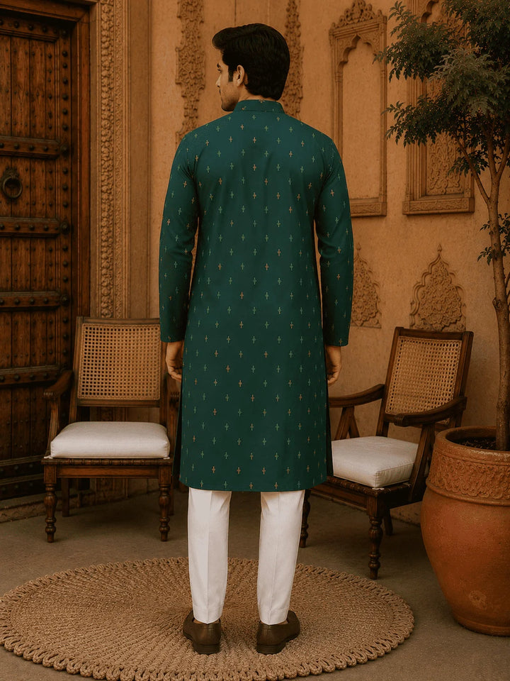 Green Viscose Rayon Printed Kurta for Men