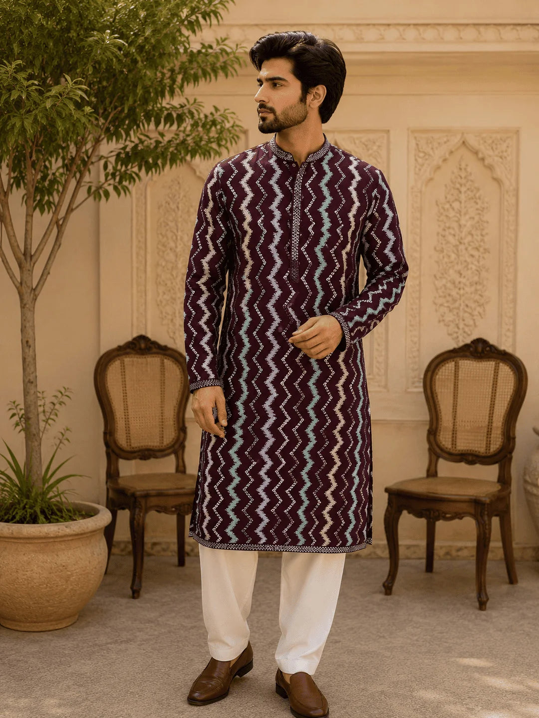 Multi Colour Viscose Rayon Printed Kurta for Men