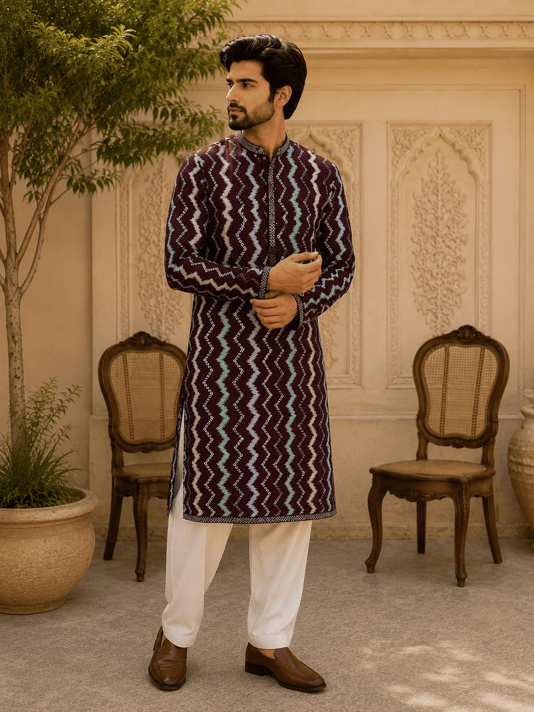 Multi Colour Viscose Rayon Printed Kurta for Men