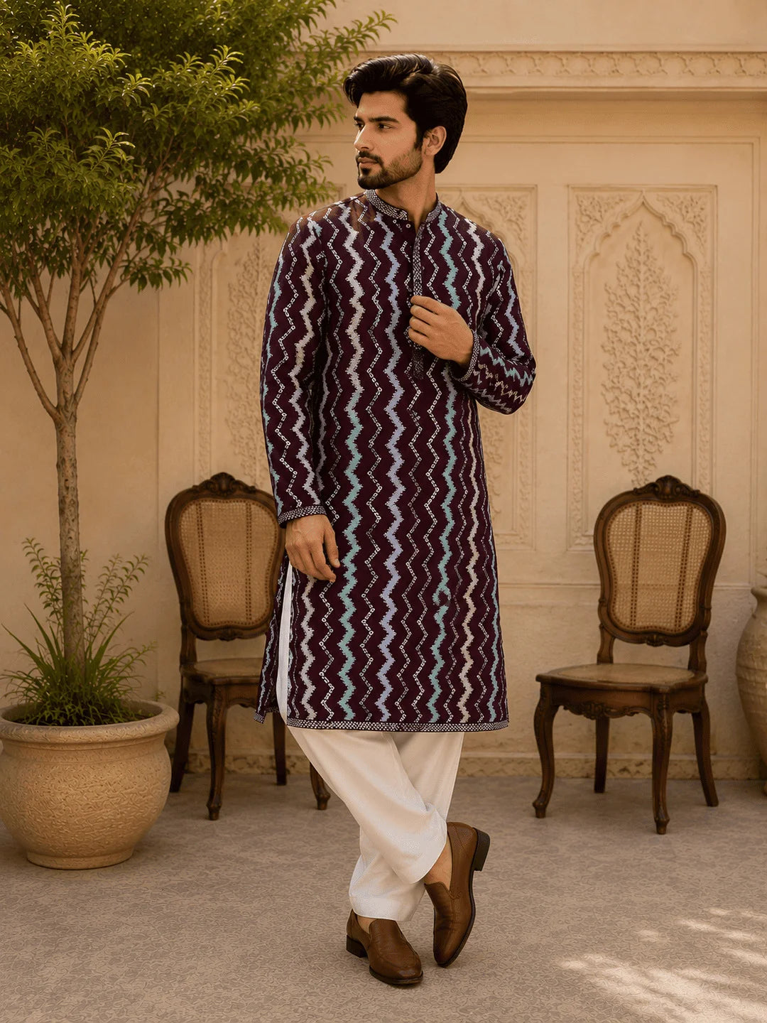 Multi Colour Viscose Rayon Printed Kurta for Men