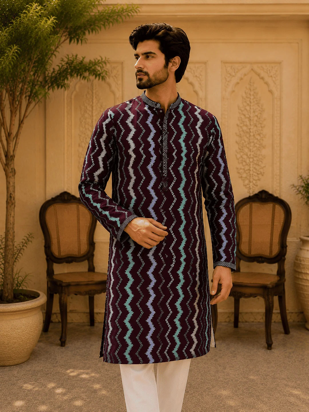 Multi Colour Viscose Rayon Printed Kurta for Men