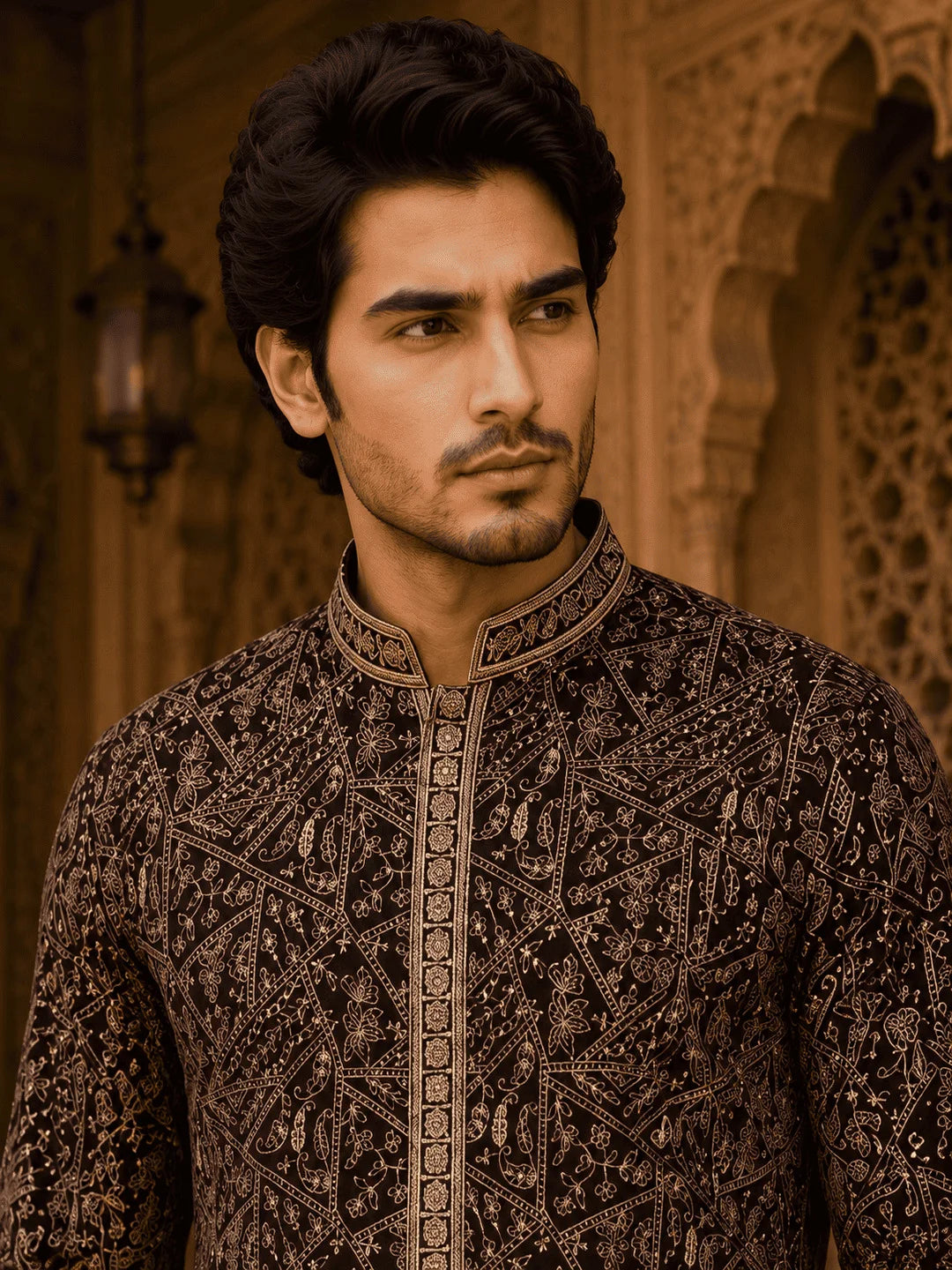 Royal Wine Printed Viscose Rayon Kurta Pyjama