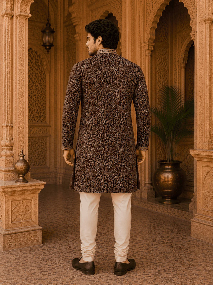 Royal Wine Printed Viscose Rayon Kurta Pyjama