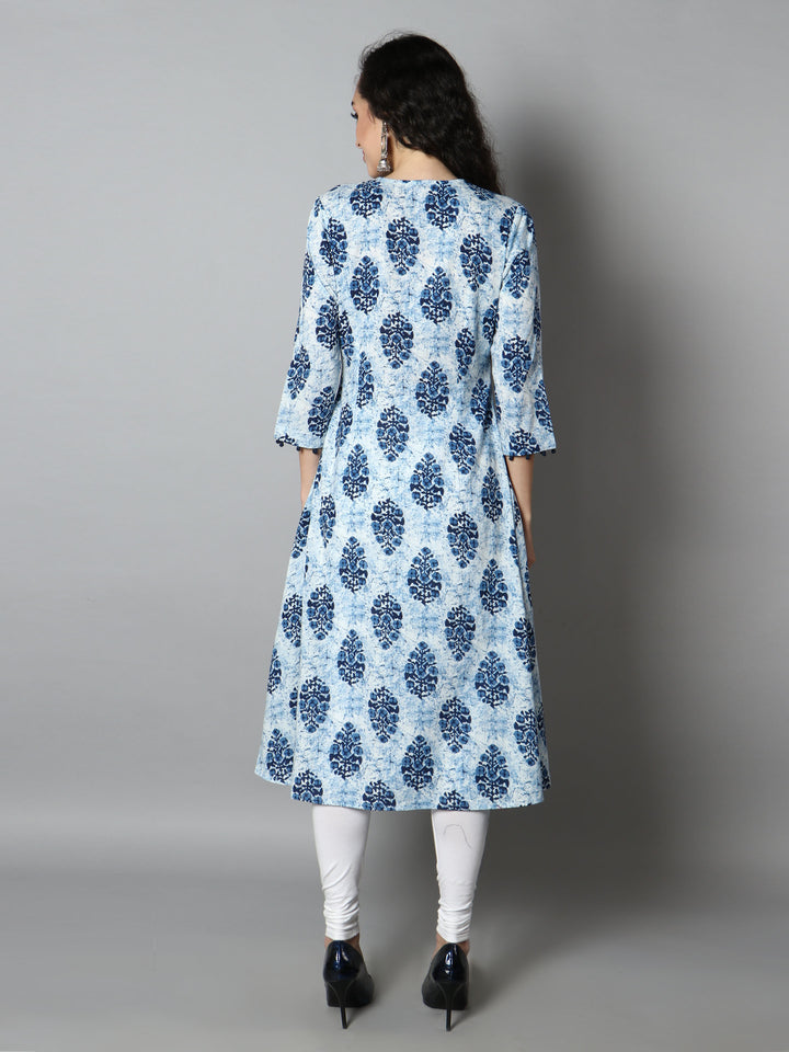 See Designs Blue White A-Line Women Dress