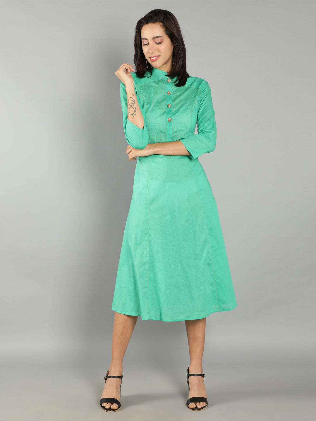 See Designs Green A-Line Women Dress