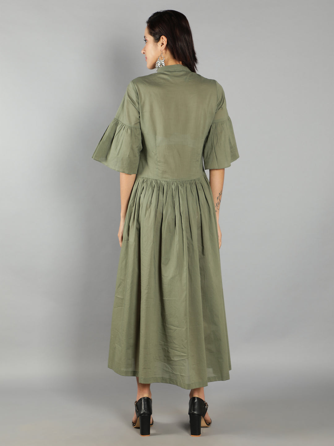 See Designs Green Fit and Flare Women Dress