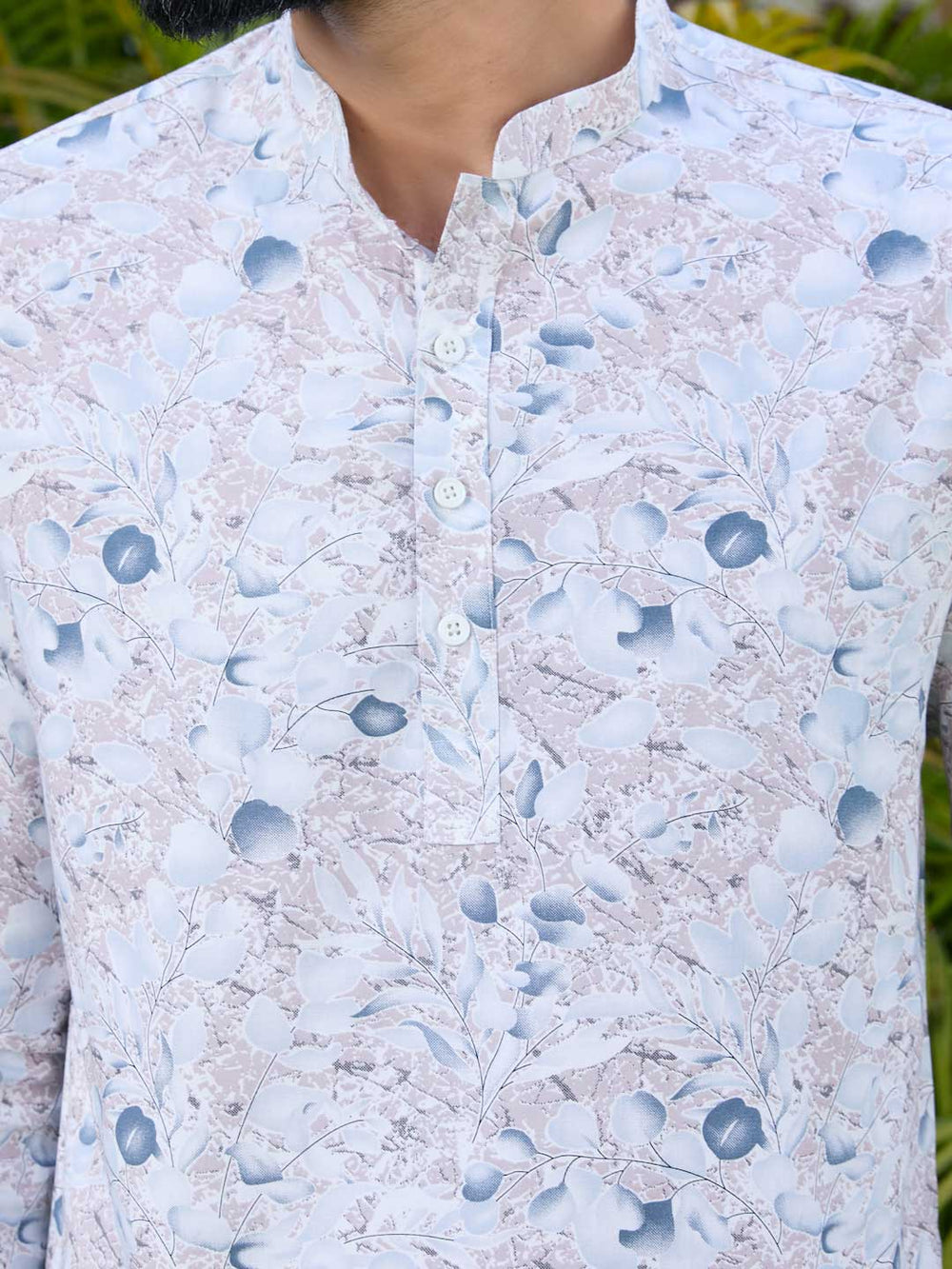 Beige Tropical Printed Rayon Short Kurta – Beige