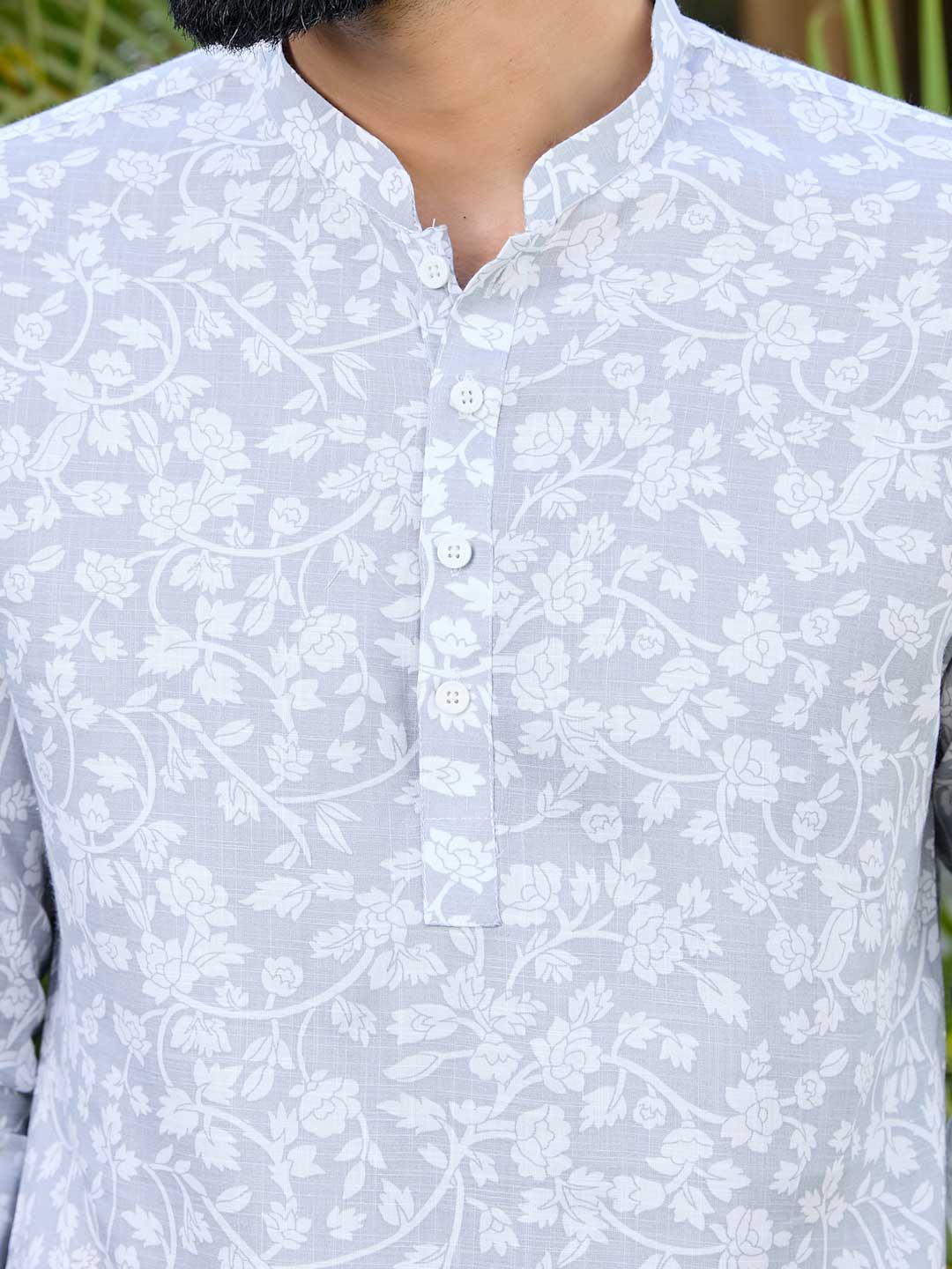 Gray Tropical Printed Rayon Short Kurta – Gray
