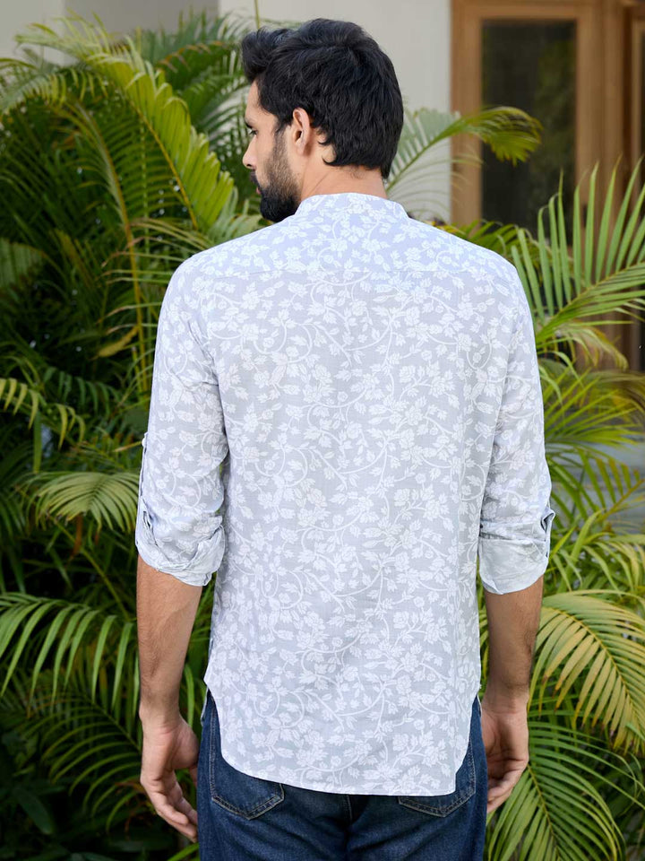 Gray Tropical Printed Rayon Short Kurta – Gray
