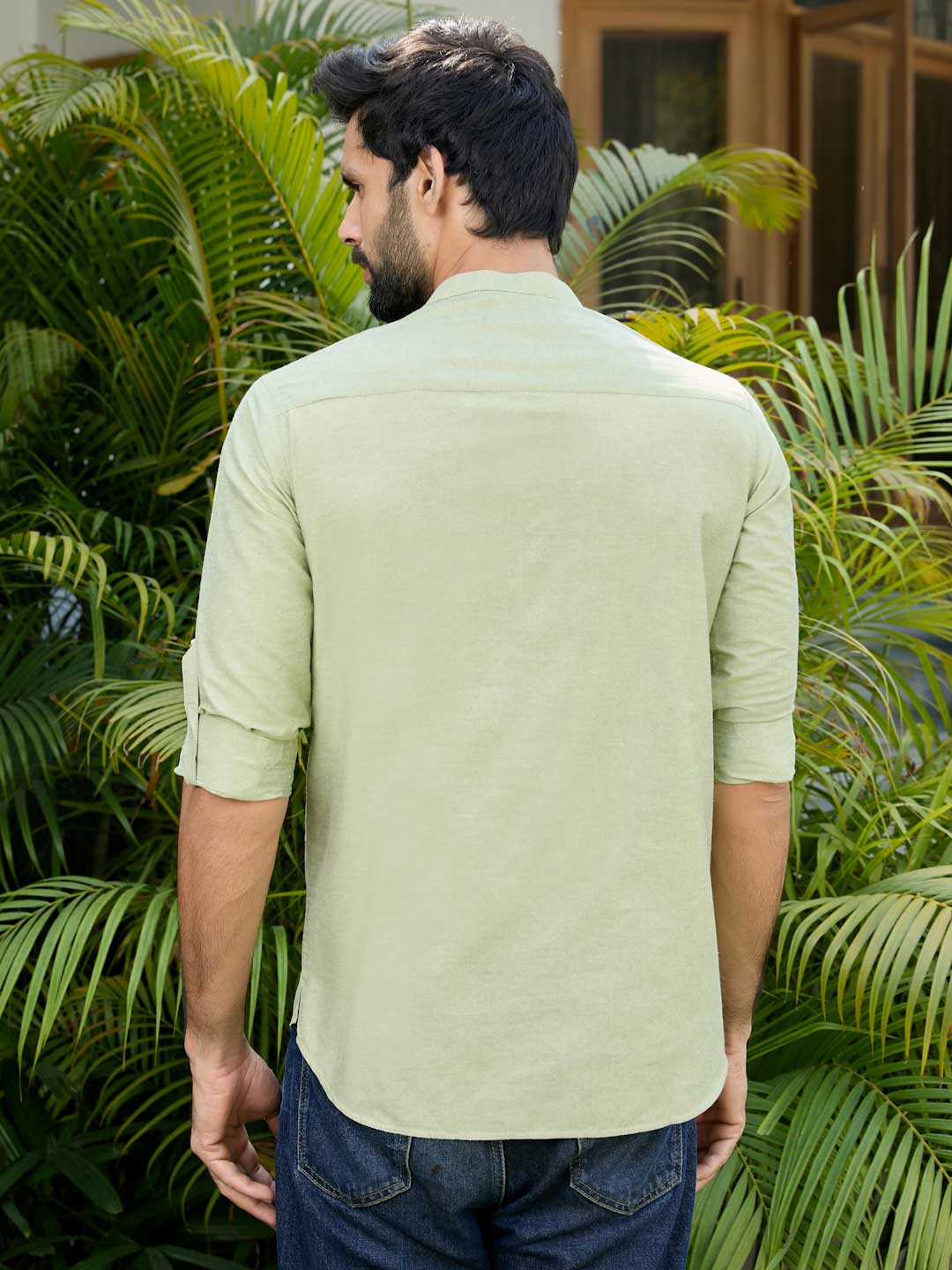 Green Deluxe Cotton Short Kurta