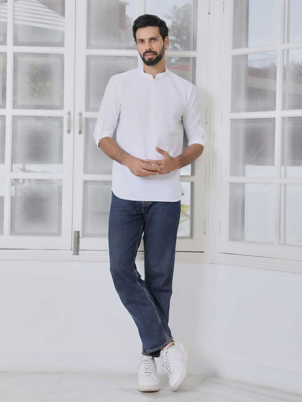 Off-White Deluxe Cotton Short Kurta – Off-White