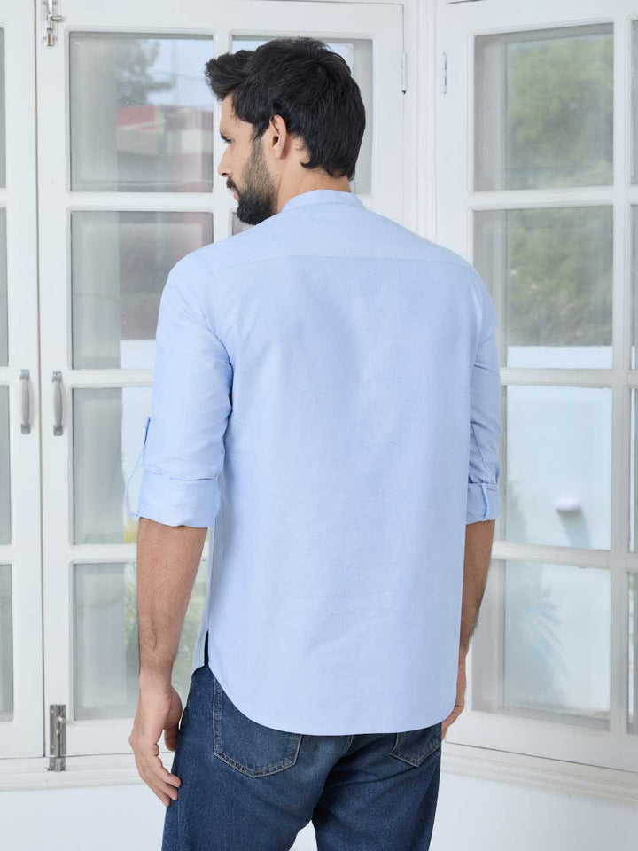 Blue Solid cotton Short Kurta