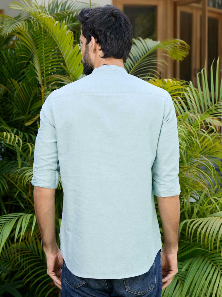Green Solid cotton Short Kurta