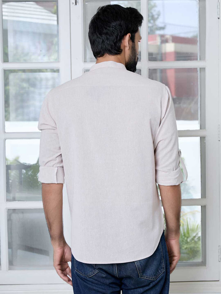 Men Beige Pure Cotton Short Kurta