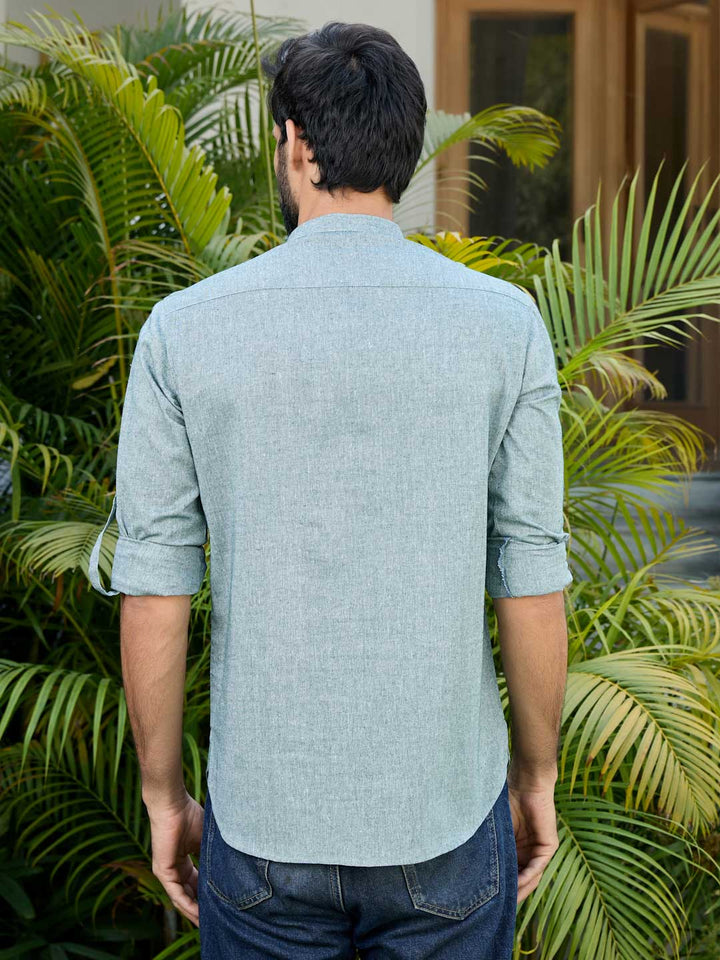 Men Green Pure Cotton Short Kurta