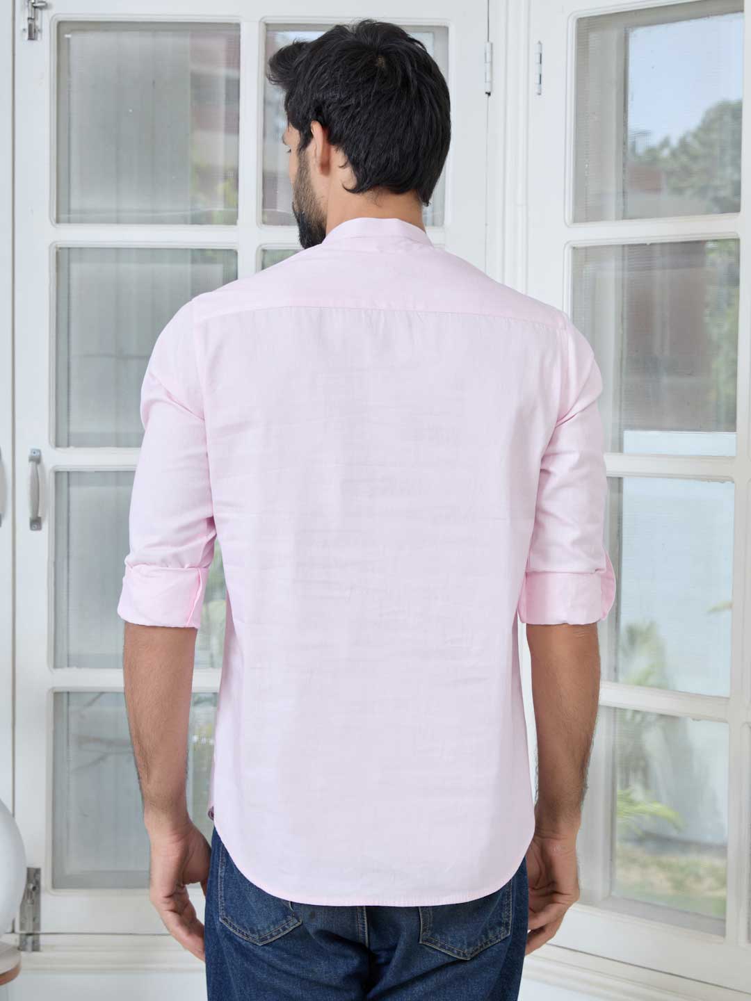 Pink Solid Cotton Short Kurta