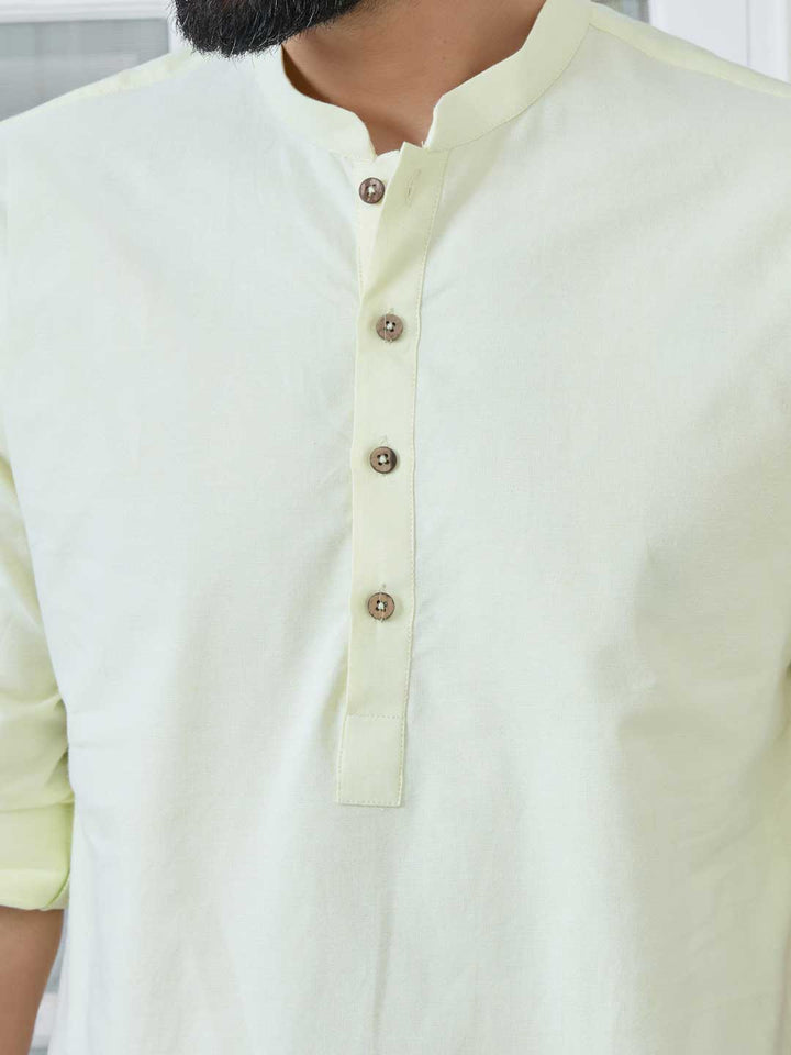 Lime Solid cotton Short Kurta