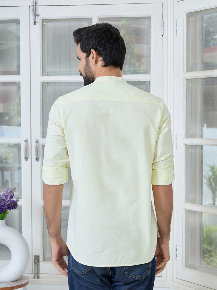 Lime Solid cotton Short Kurta