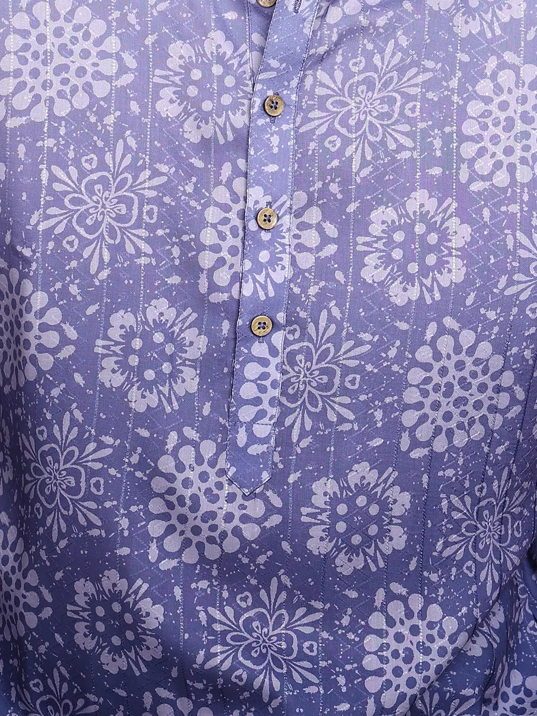 Men Blue Cotton Silk Ombre Printed Straight Kurta