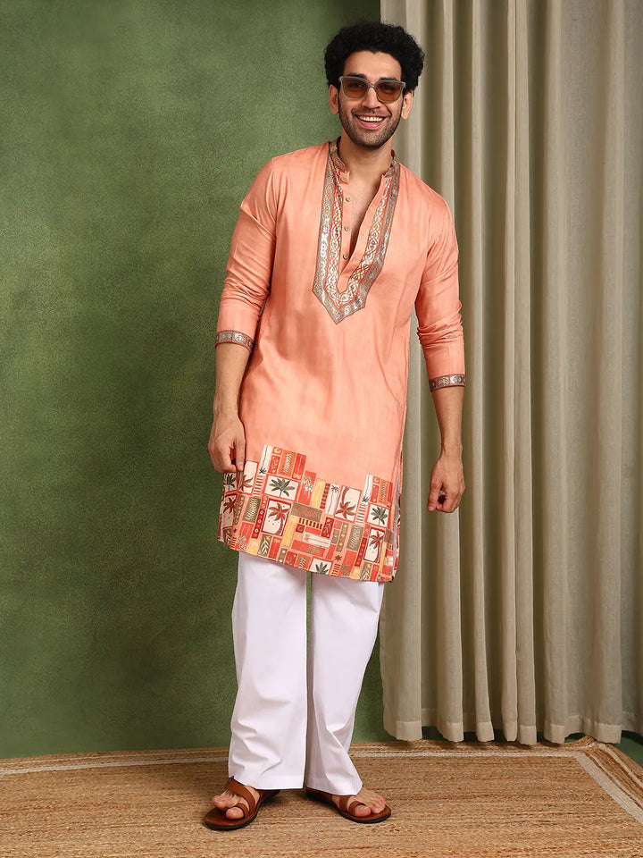 Men Ethnic Motifs Printed Thread Work Kurta