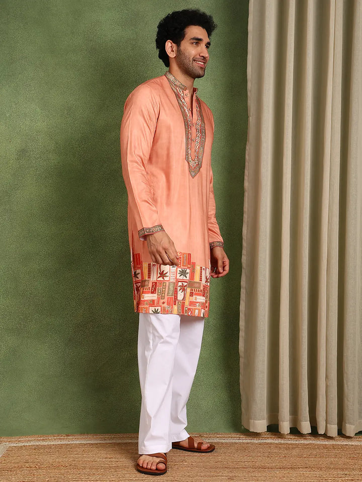 Men Ethnic Motifs Printed Thread Work Kurta