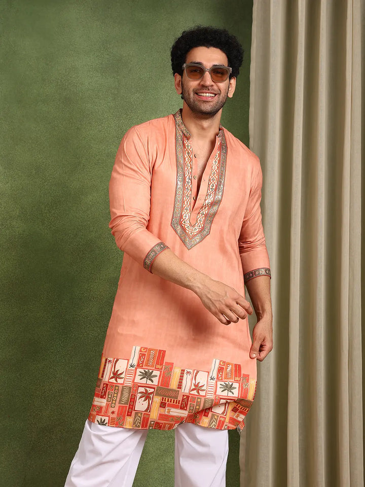 Men Ethnic Motifs Printed Thread Work Kurta