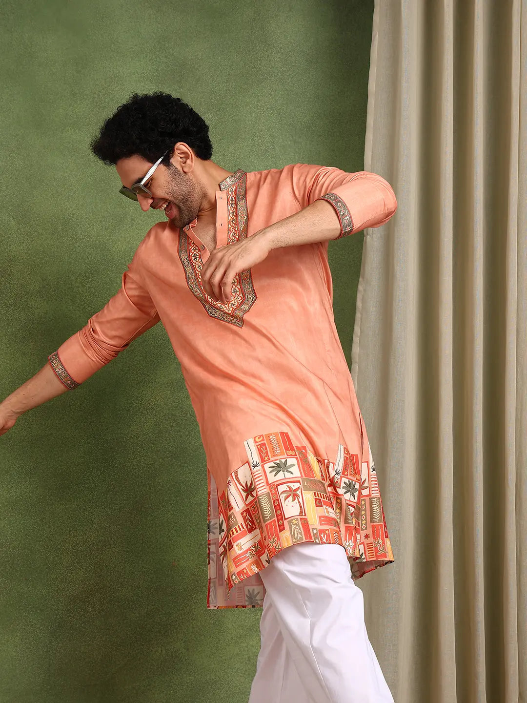 Men Ethnic Motifs Printed Thread Work Kurta