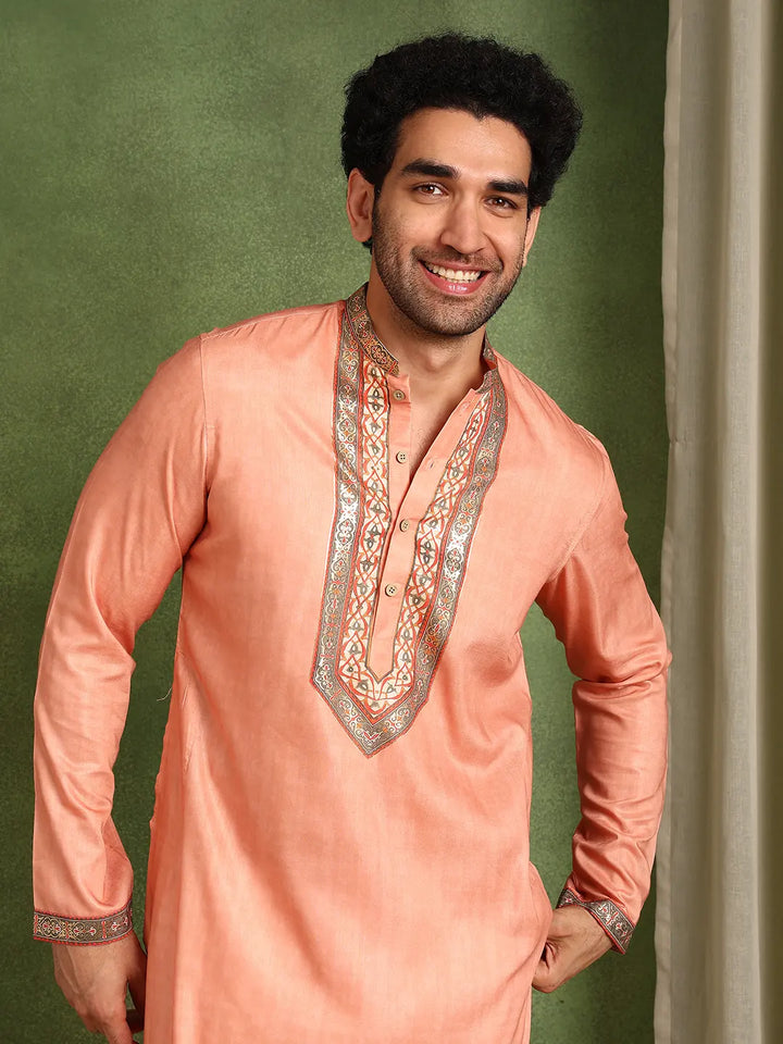 Men Ethnic Motifs Printed Thread Work Kurta