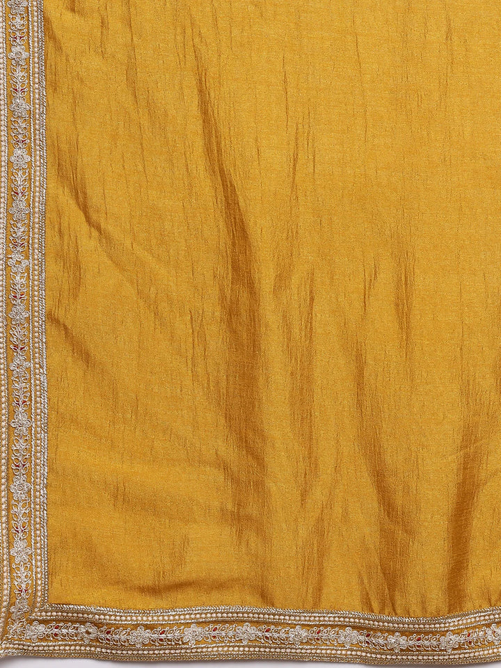 Mustard Zari Yoke Design Viscose Rayon Straight Kurta for Men - Image 10