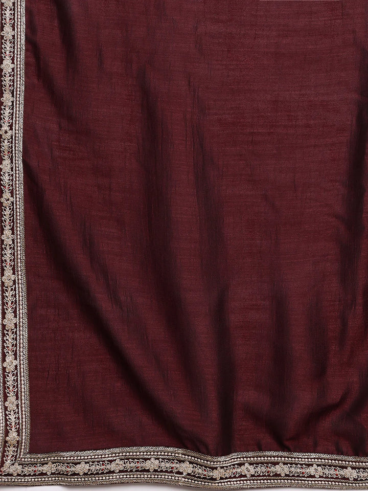 Maroon Zari Yoke Design Viscose Rayon Straight Kurta for Men - Image 11