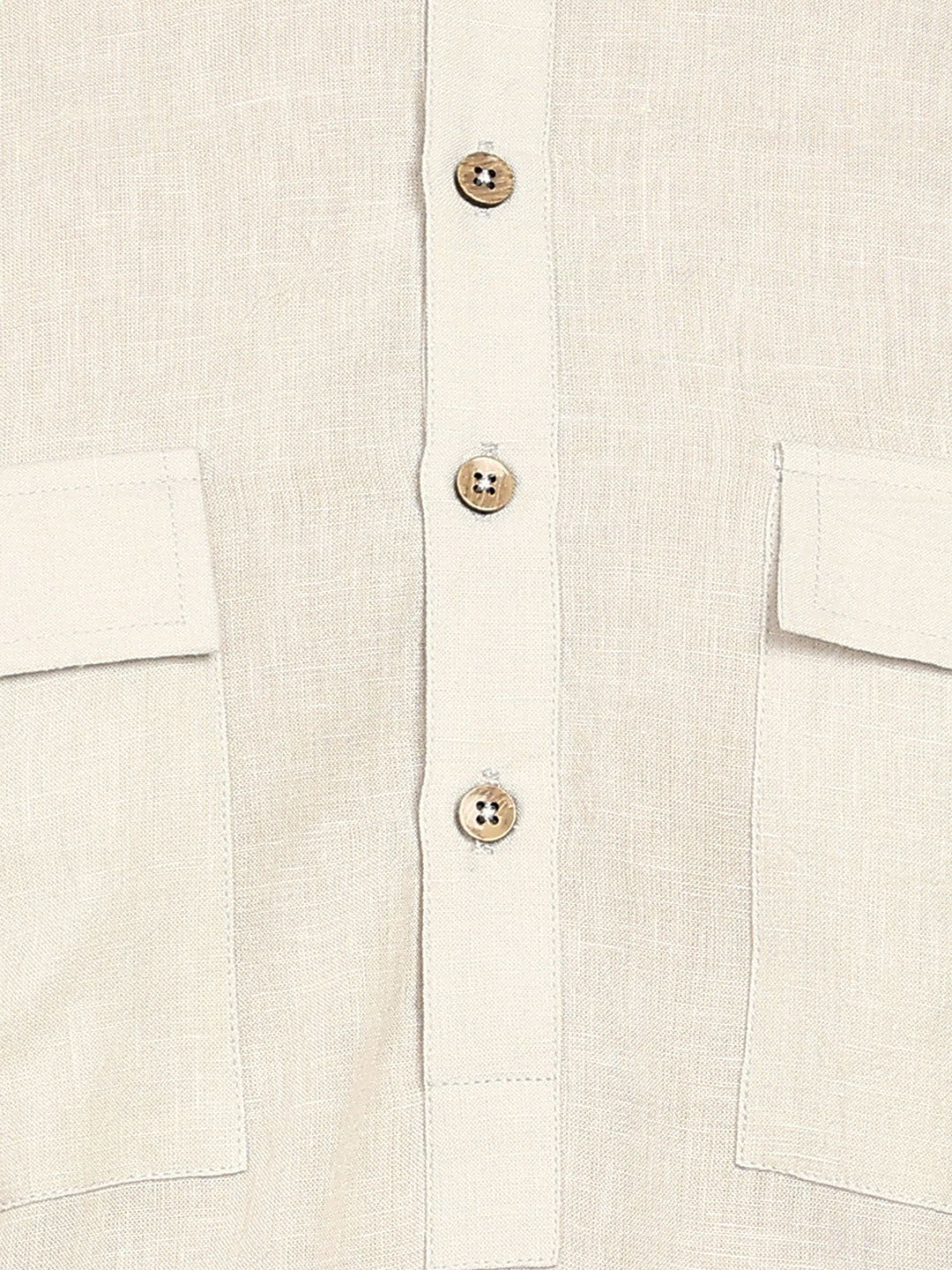 Men's Cream Linen Solid Pathani Co-ord Set