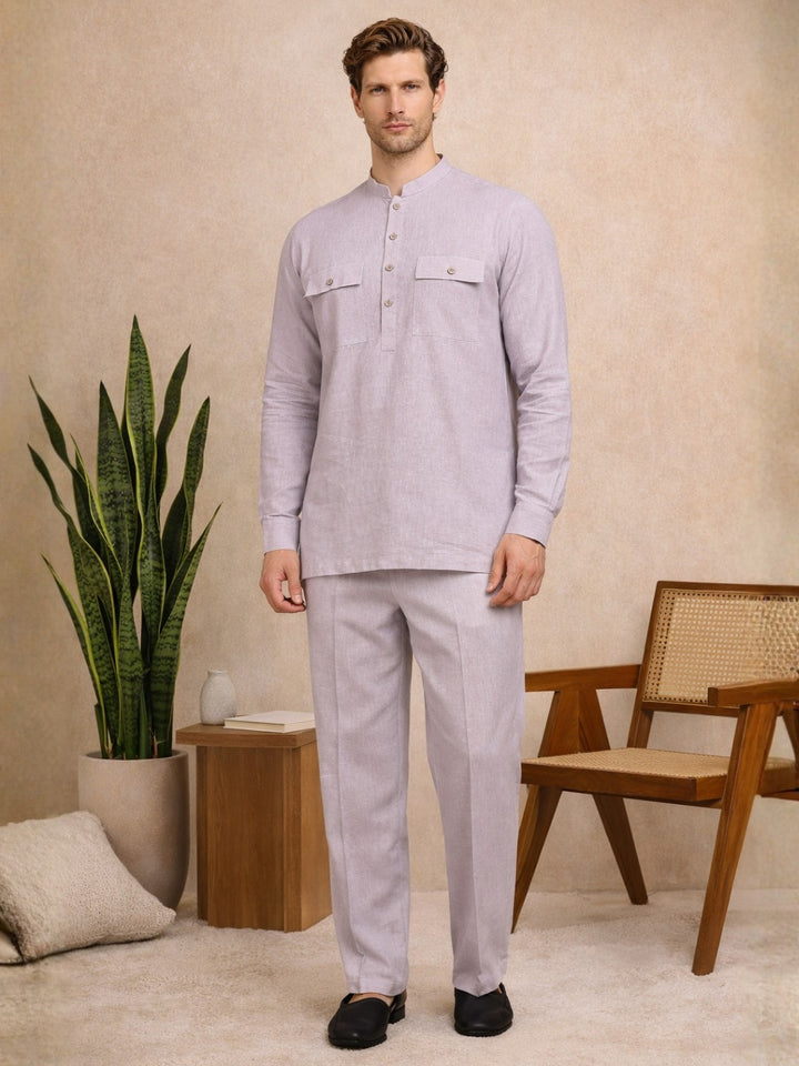 Men's Solid Linen Co-ord Set