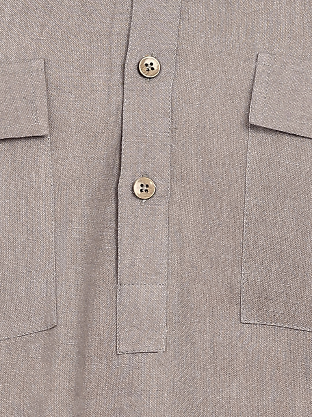 Men's Gray Linen Solid Pathani Co-ord Set