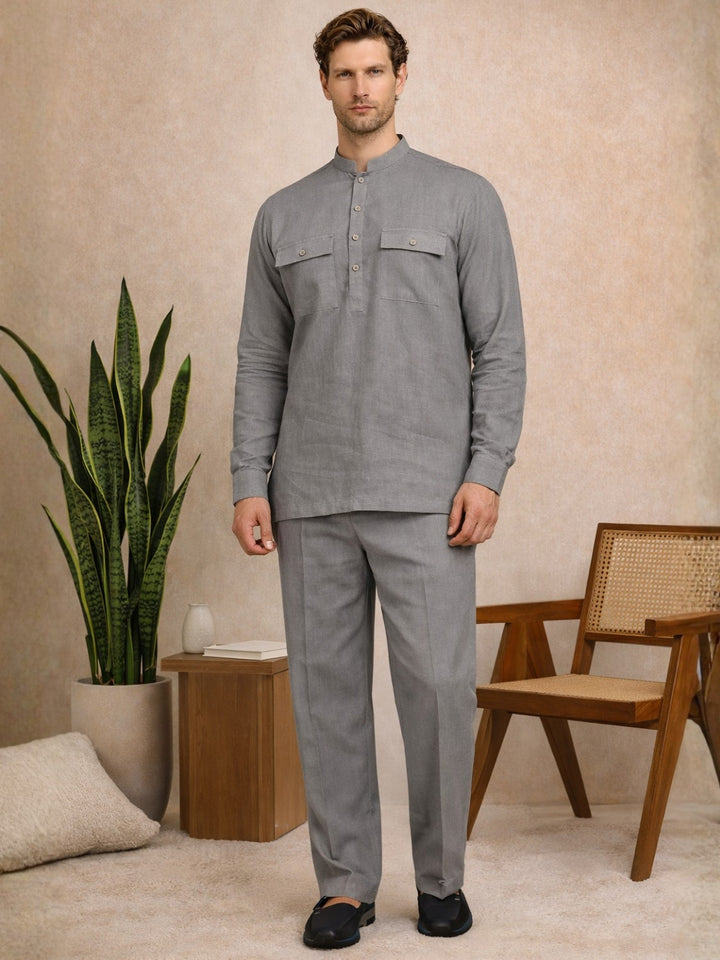 Men's Solid Linen Co-ord Set