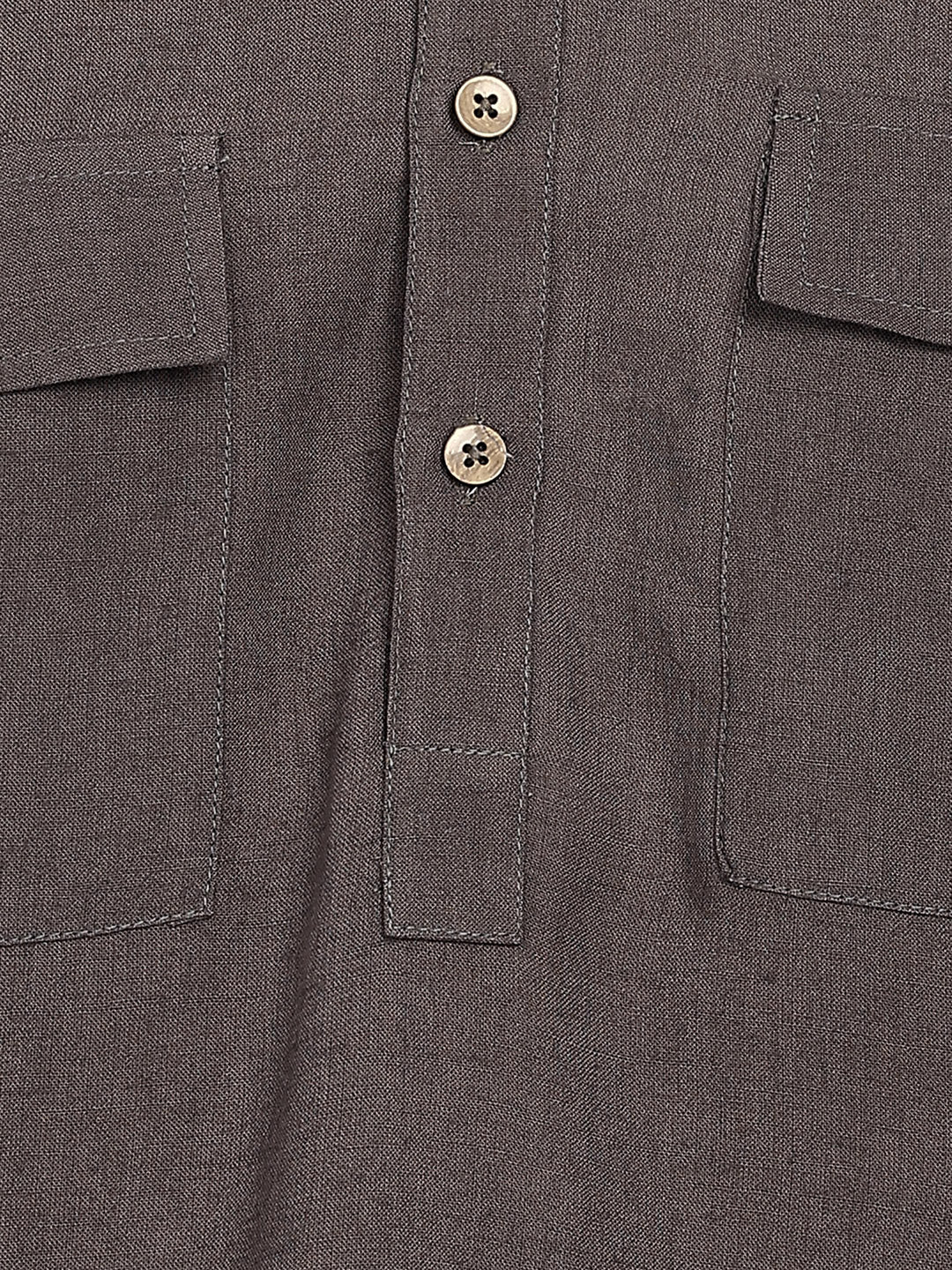Dark Gray Linen Solid Pathani Co-ord Set