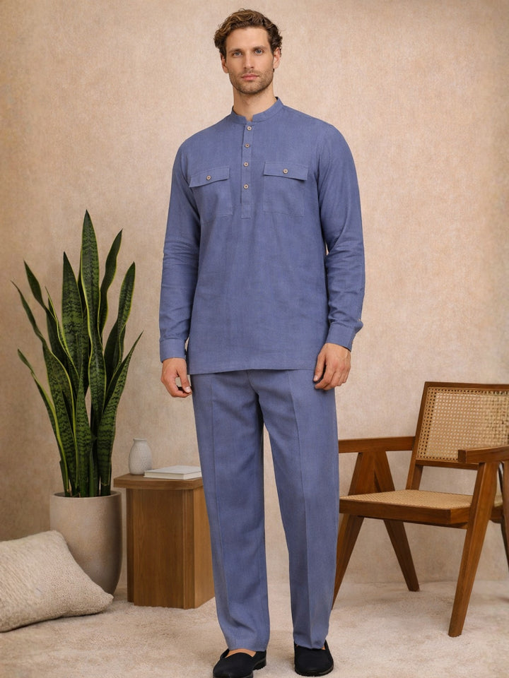Men's Solid Linen Co-ord Set
