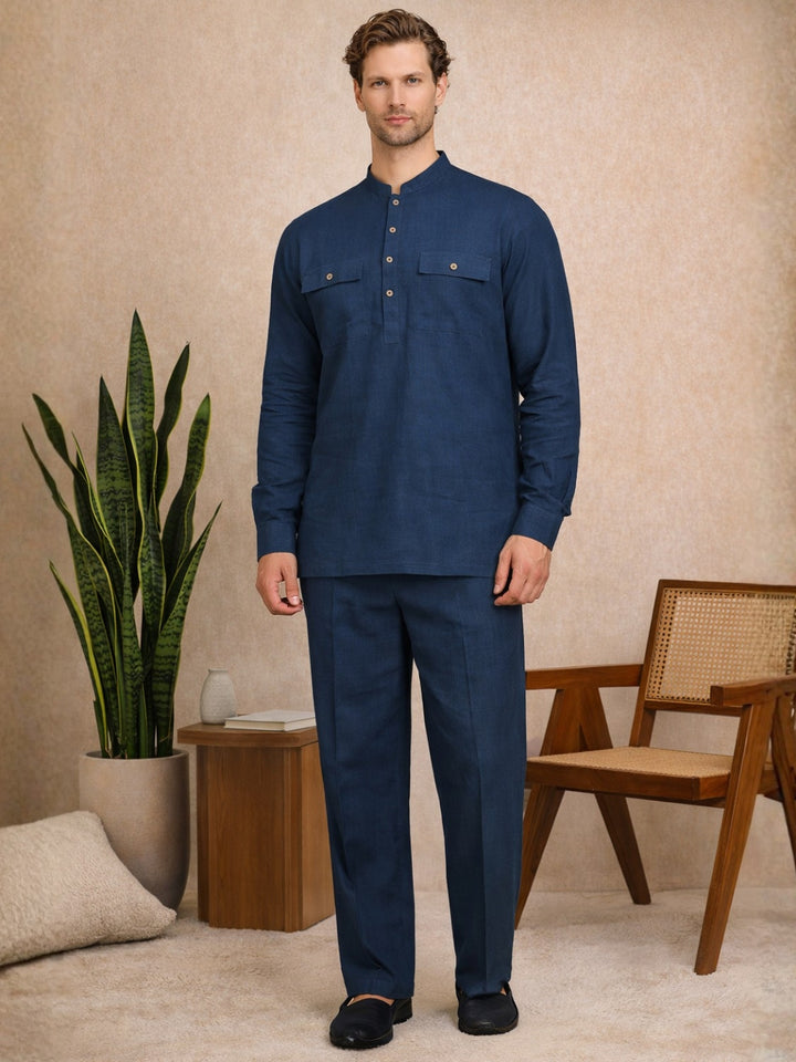 Men's Solid Linen Co-ord Set