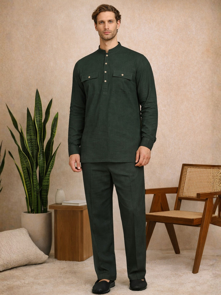 Men's Solid Linen Co-ord Set