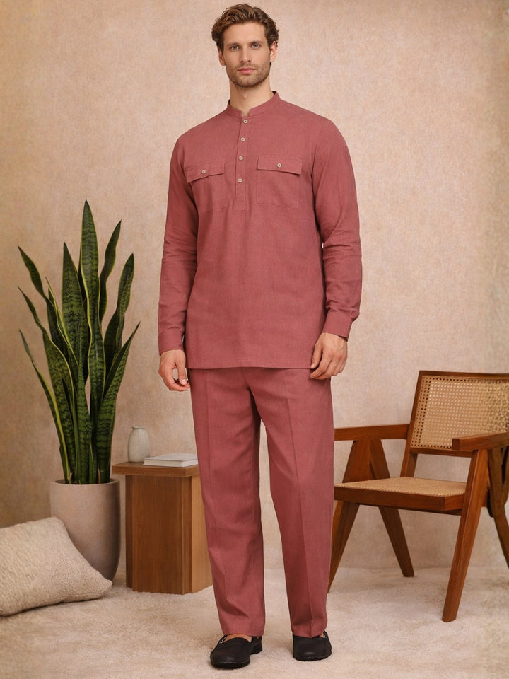 Men's Solid Linen Co-ord Set