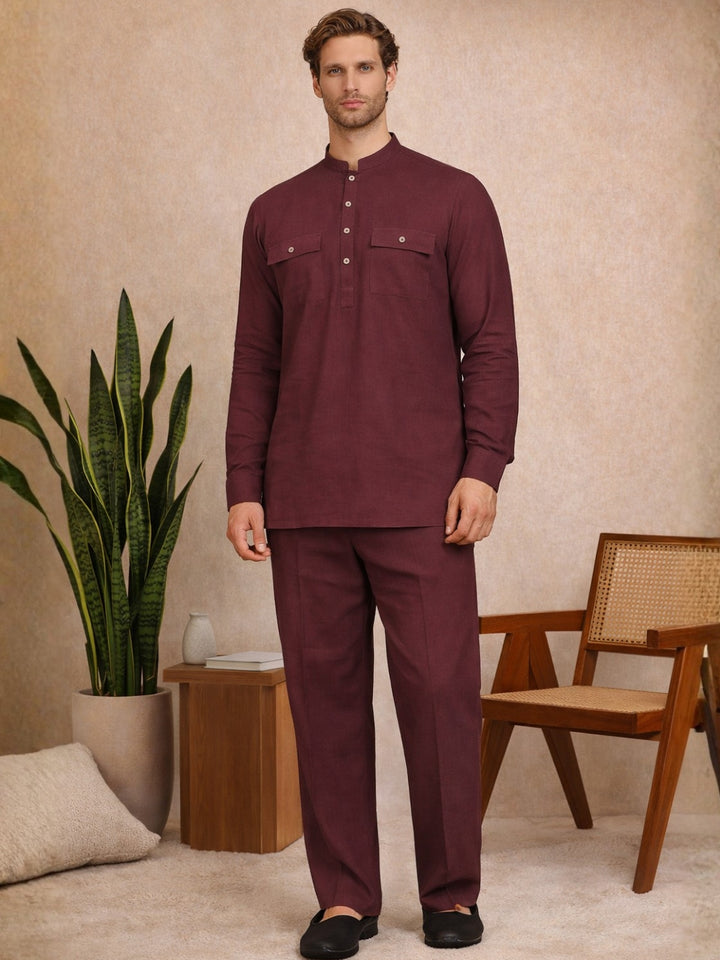 Men's Solid Linen Co-ord Set