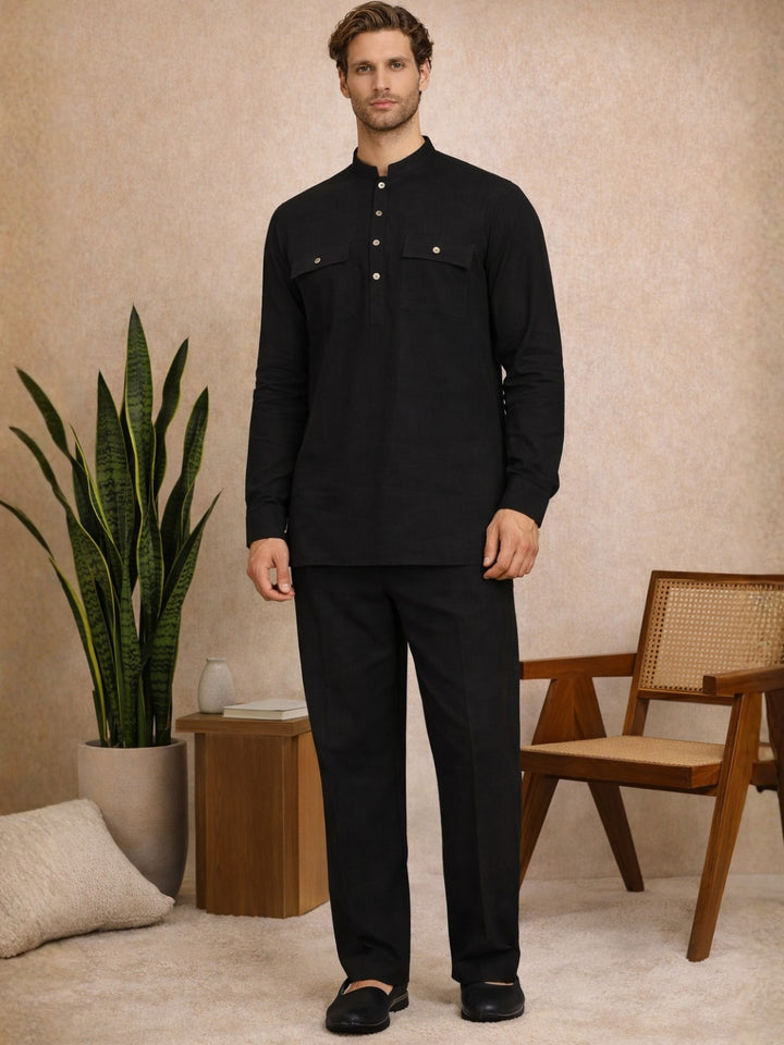 Men's Solid Linen Co-ord Set