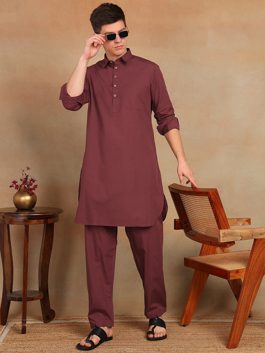 Men's Solid Pathani Kurta with pyjama