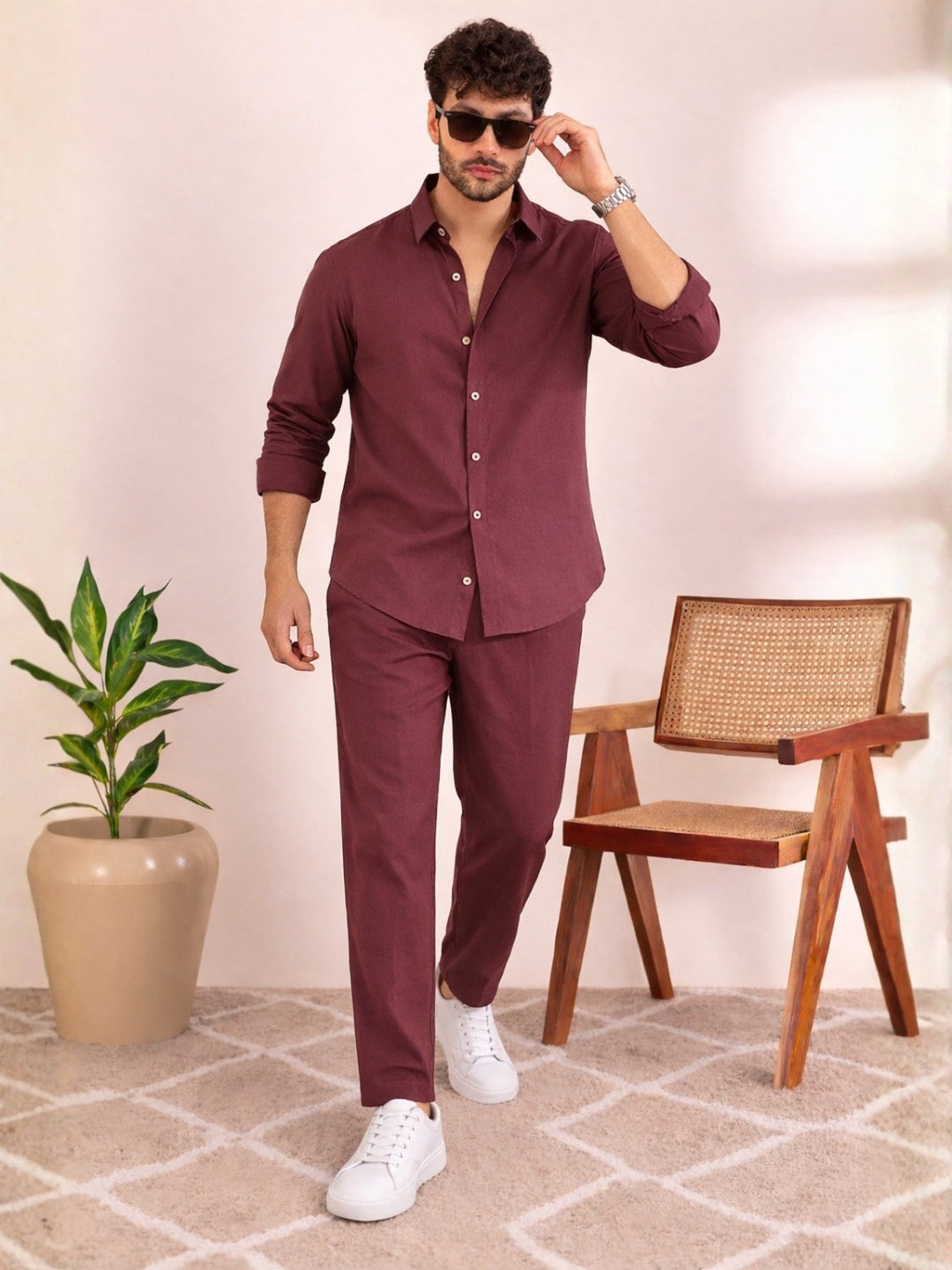 Linen Solid Co-ord Set