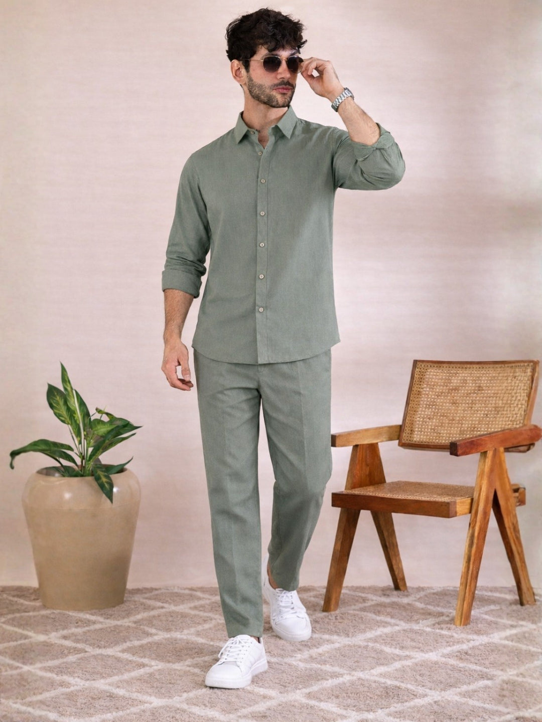 Linen Solid Co-ord Set