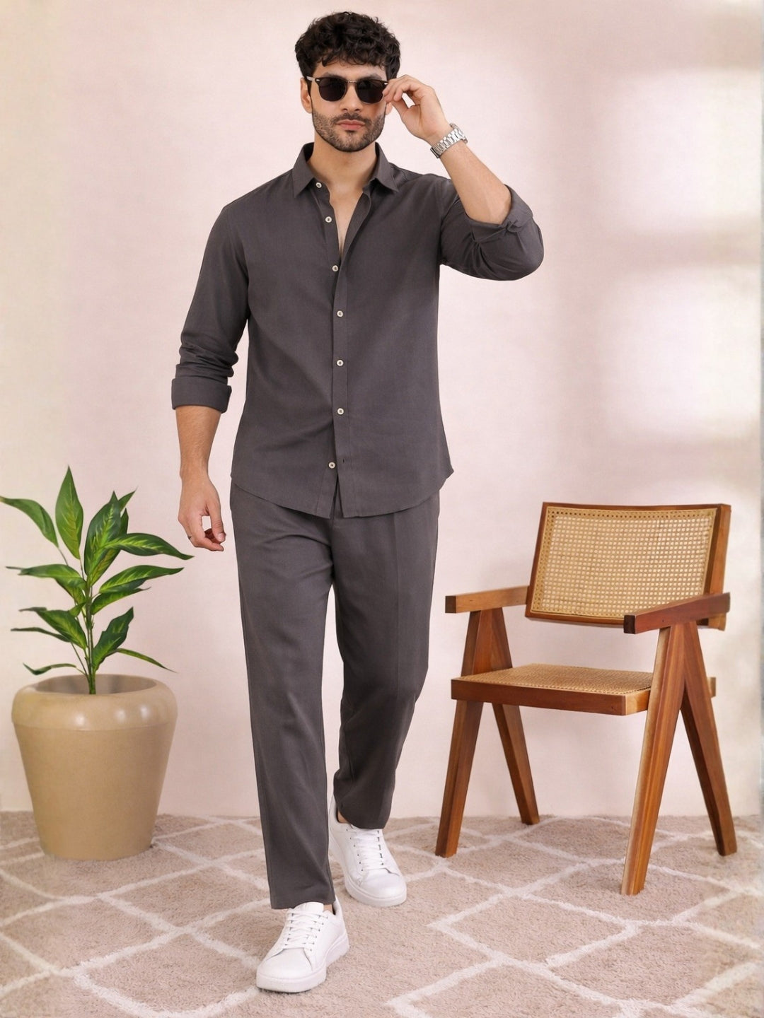 Linen Solid Co-ord Set