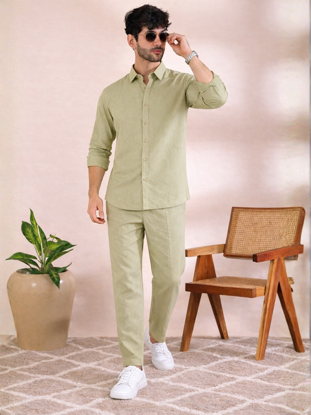 Linen Solid Co-ord Set