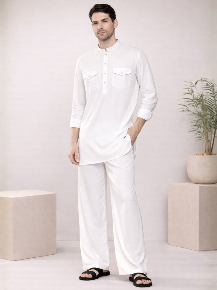 Men's Rayon Solid Pathani co-ord Set